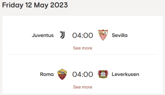 UEFA 유로파리그 4강 준결승 1차전 유벤투스 세비야&#44; AS로마 레버쿠젠 경기 일정