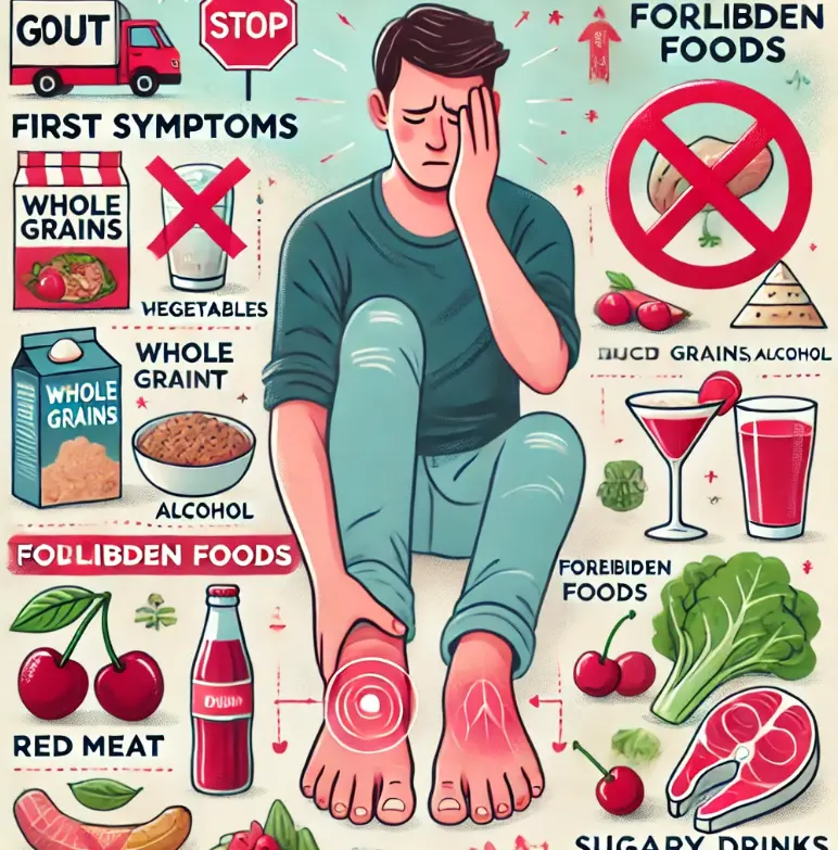 통풍에 좋은 음식과 그렇지 않은 음식을 나타낸 사진