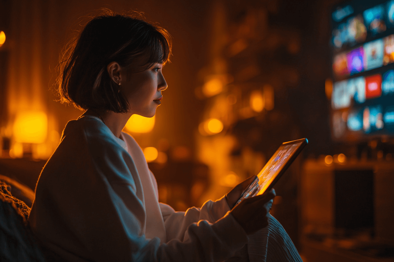 티빙을-시청중인-여성