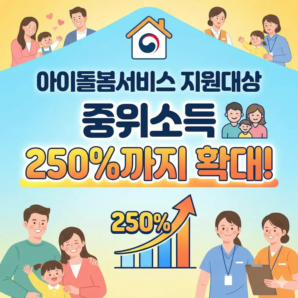 아이돌봄서비스 지원대상 중위소득 250%까지 확대! 우리 가정도 해당되는지 깔끔정리