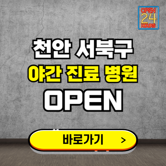 천안시 서북구 야간진료 병원 찾기 ❘ 24시 심야 밤 늦게 여는 병원