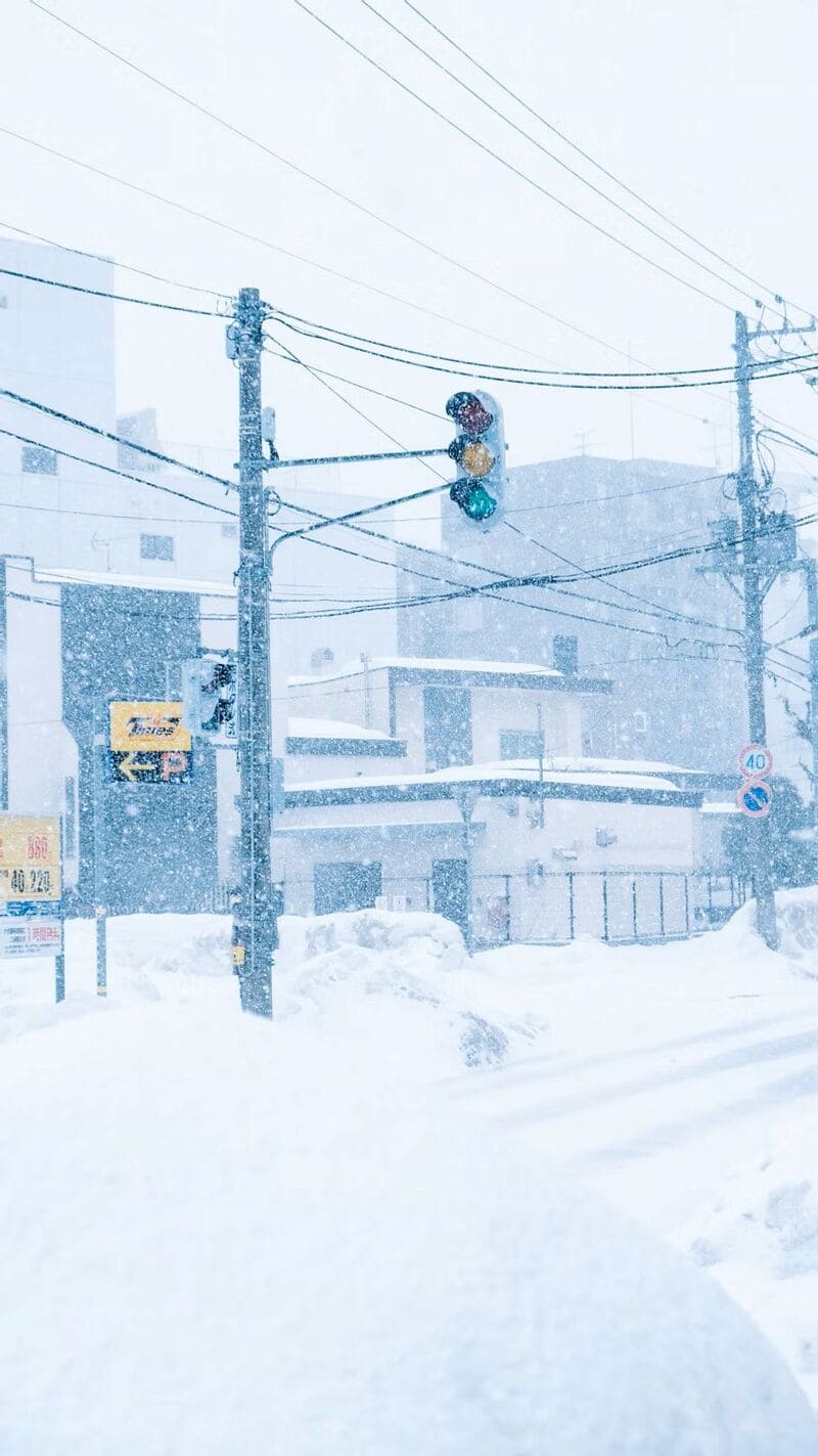 눈보라 속 아사히카와 거리