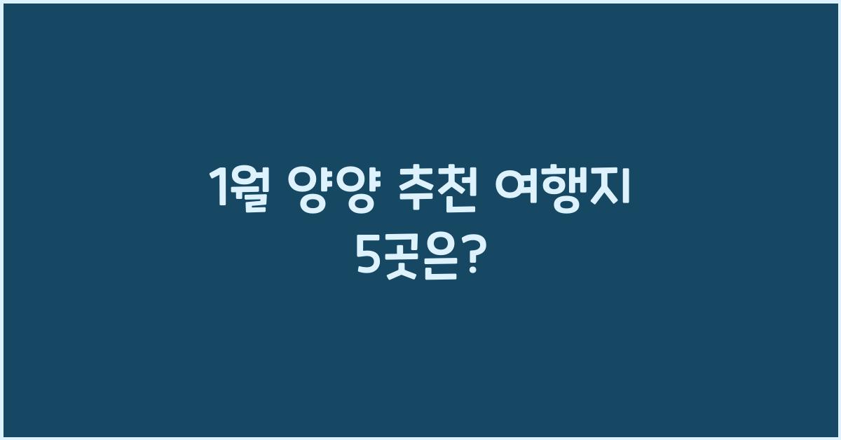 1월 양양 추천 여행지