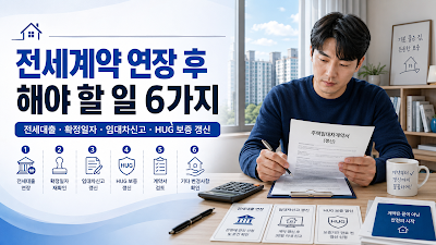전세계약 연장 후 전세대출&middot;임대차 신고&middot;확정일자&middot;반환보증까지 해야 할 일을 정리한 대표 이미지