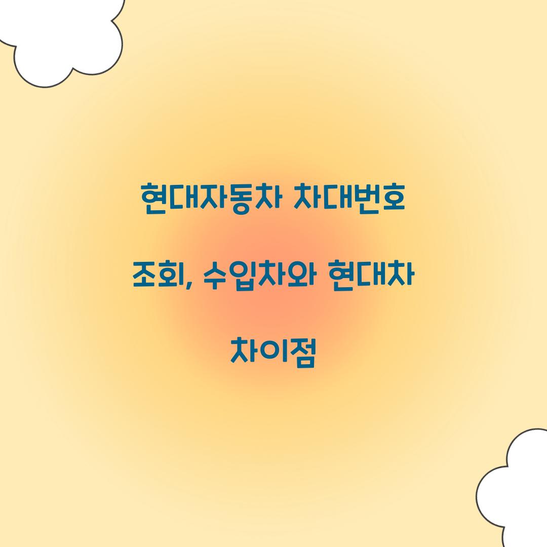 현대자동차 차대번호 조회, 수입차와 현대차 차이점