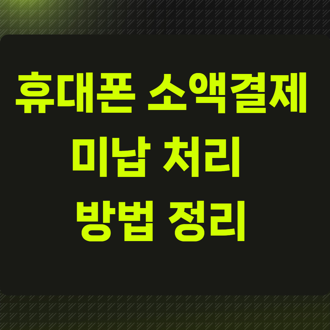 휴대폰 소액결제 미납 처리 방법 정리