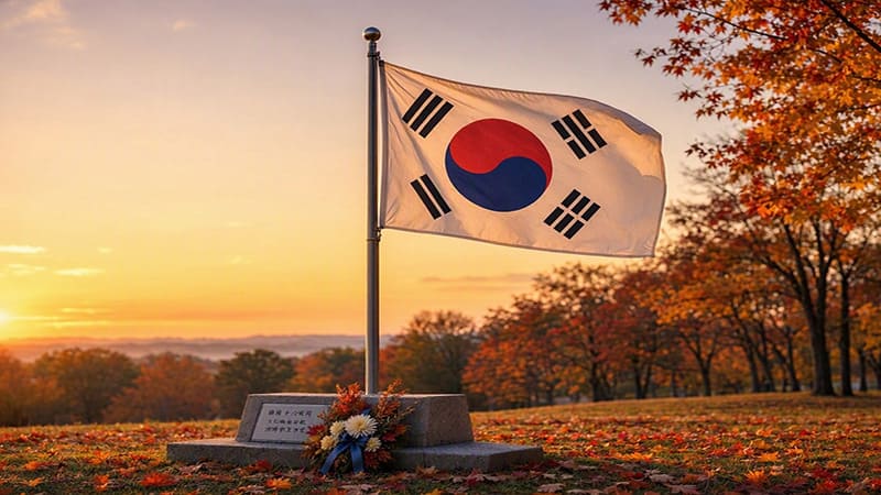 <img src=&rdquo;gratitude-for-veterans-autumn-sunset.jpg&rdquo; alt=&rdquo;가을 저녁 노을 아래 태극기가 조용히 펄럭이고, 주변에는 따뜻한 햇살이 남아 있는 평화로운 풍경, 재향군인의 헌신에 대한 감사와 평화의 소중함을 상징&rdquo;>