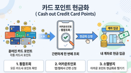 신용카드가 금화로 변하여 은행 계좌로 입금되는 모습을 시각화함.