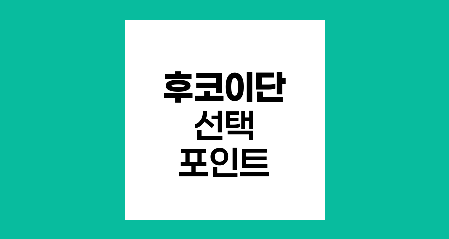 후코이단 선택 핵심 포인트