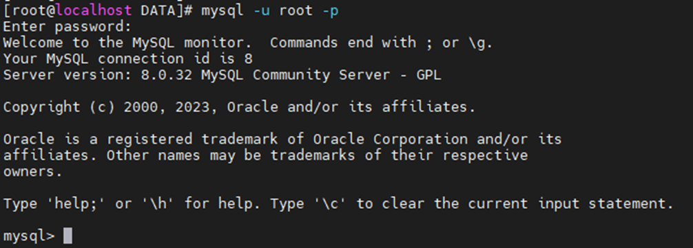 mysql 접속화면