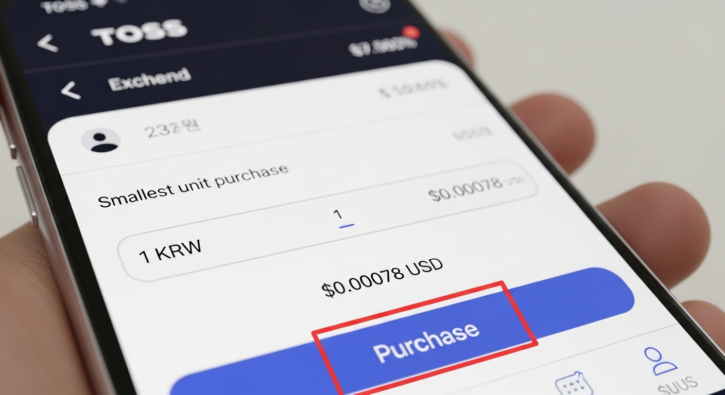 소수점 단위로 달러를 매수하는 토스 앱 화면 예시