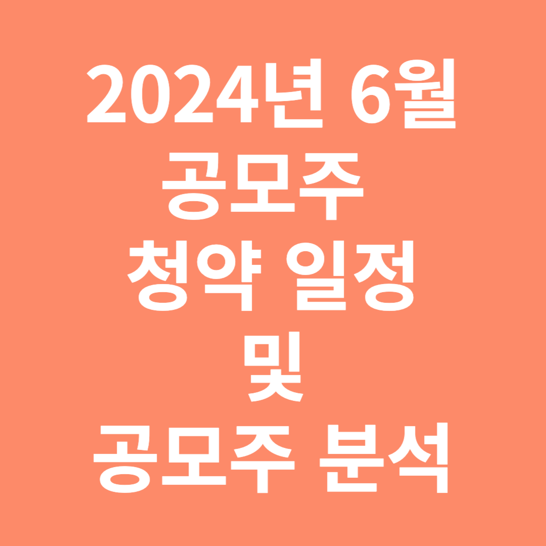 2024년 6월 공모주 청약 일정 및 공모주 분석 자료보기