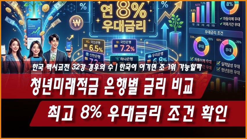 2026 청년미래적금 은행별 금리 비교｜최고 8% 우대금리 조건 확인