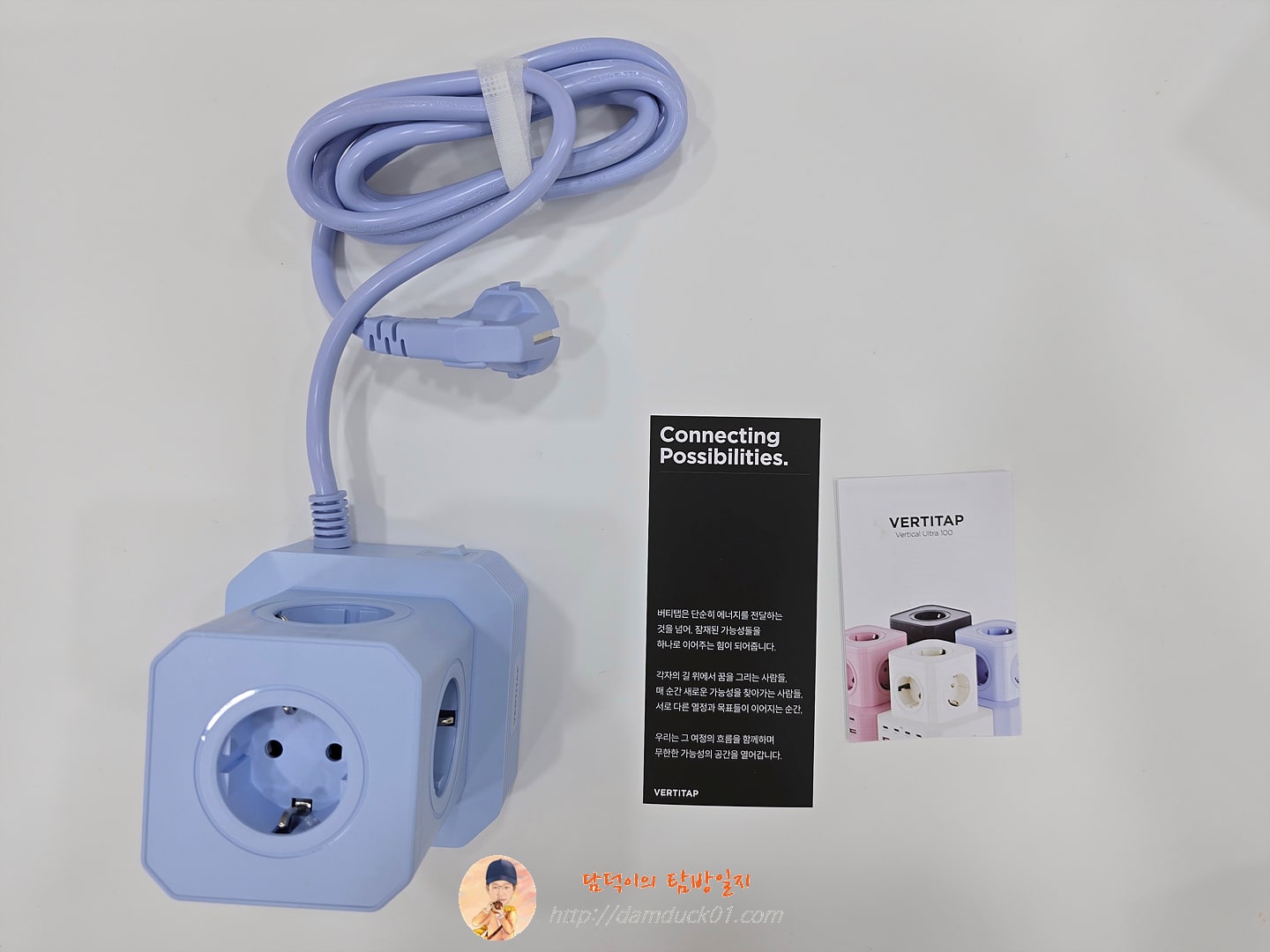 버티탭 버티컬 고용량 4000W 타워 멀티탭 큐브 9구 캠핑 여행 에어컨 디자인 2m