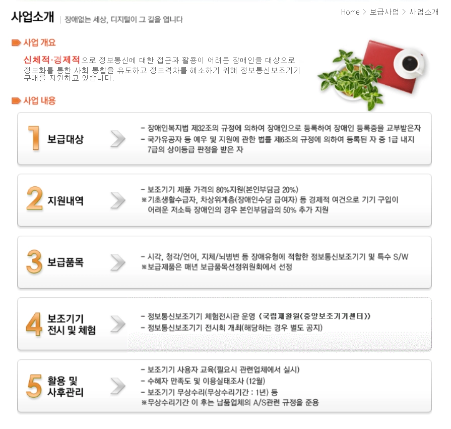 정보통신보조기기보급신청조건