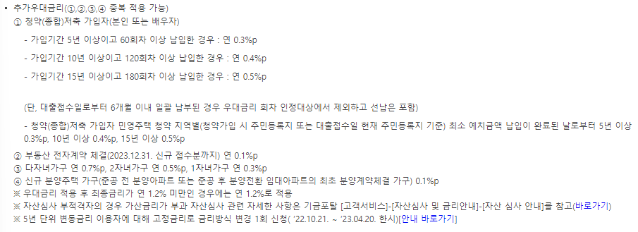 추가우대 금리 혜택 정리