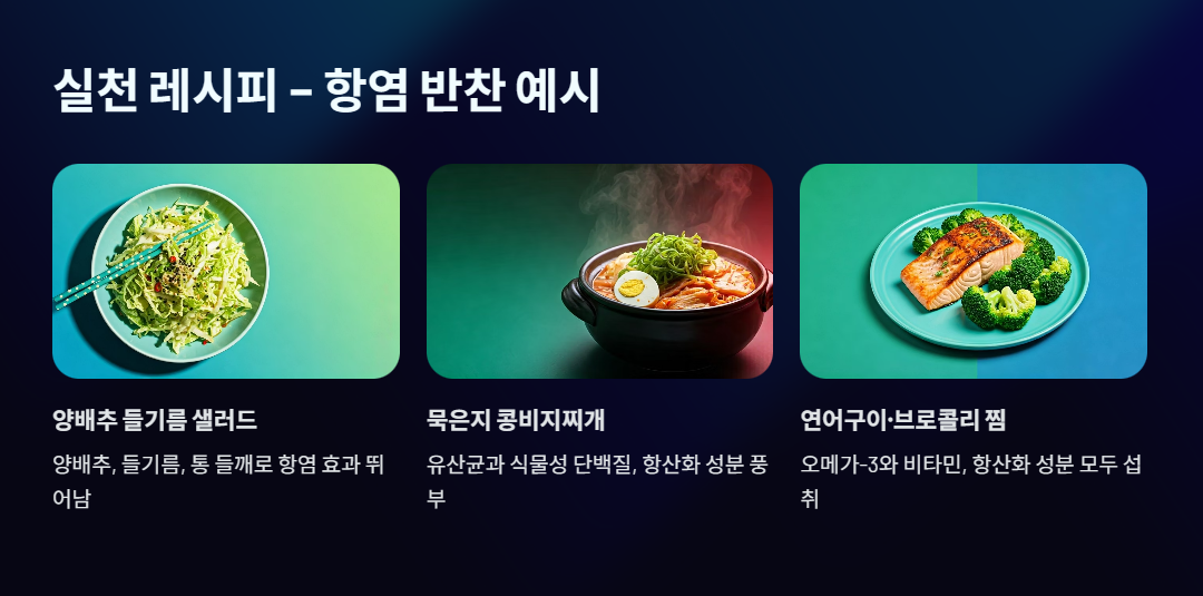 실천 레시피 – 항염 반찬 예시