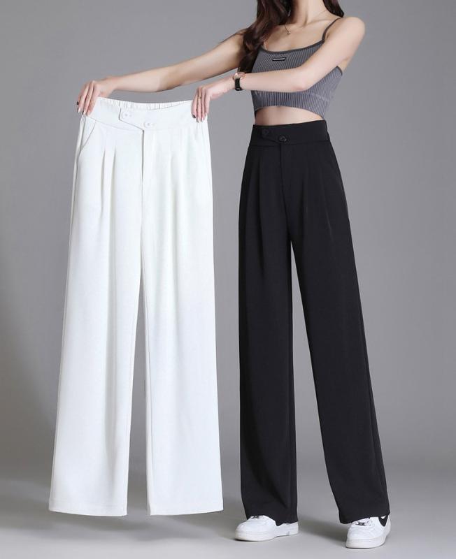 여성 슬랙스 와이드팬츠 핀턱 일자 찰랑 하비 밴딩 하이웨스트 슬랙스