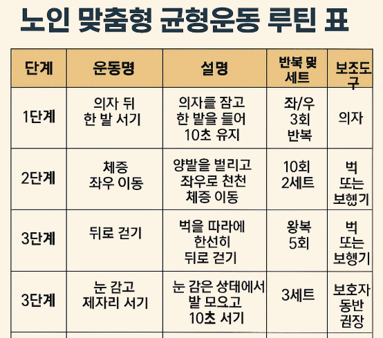 노인 낙상 예방을 위한 균형 및 협응 운동 프로그램