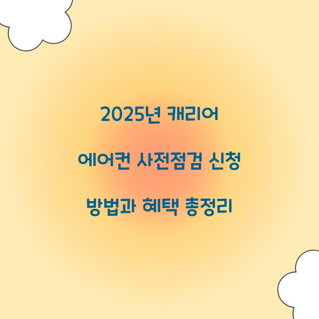 2025년 캐리어 에어컨 사전점검