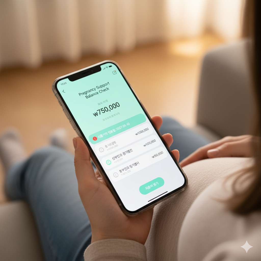 임신 지원금 잔액 확인 화면