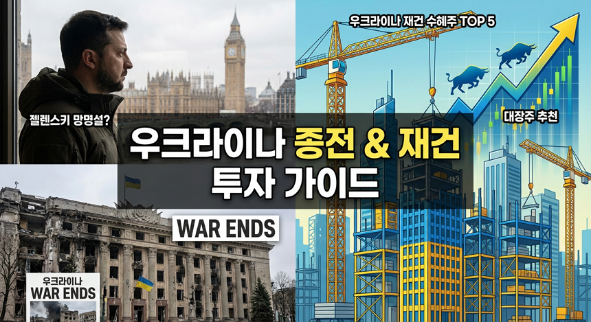 젤렌스키 영국 망명, 도피, 우크라이나 종전, 재건 수혜주, 관련주, 테마주, 대장주 추천
