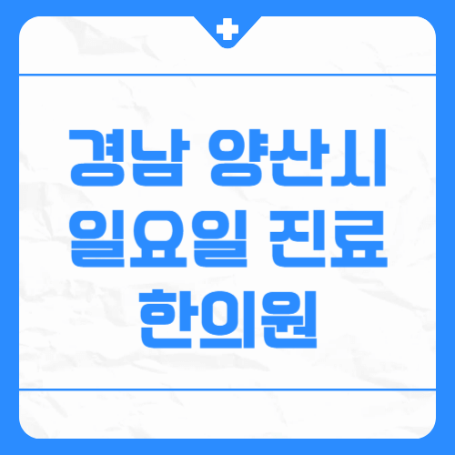 경남 양산시 일요일 진료 한의원