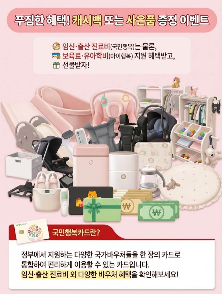 2026 국민행복카드 신청 사은품 추천 목록 유모차 라이너 아기띠 육아용품