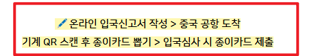중국입국신고서