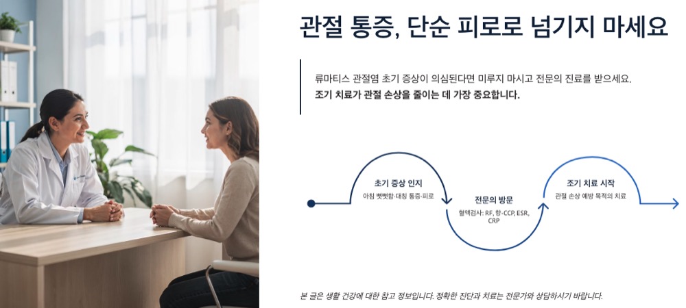 류마티스 관절염 단순 피로로 넘기지 마세요.