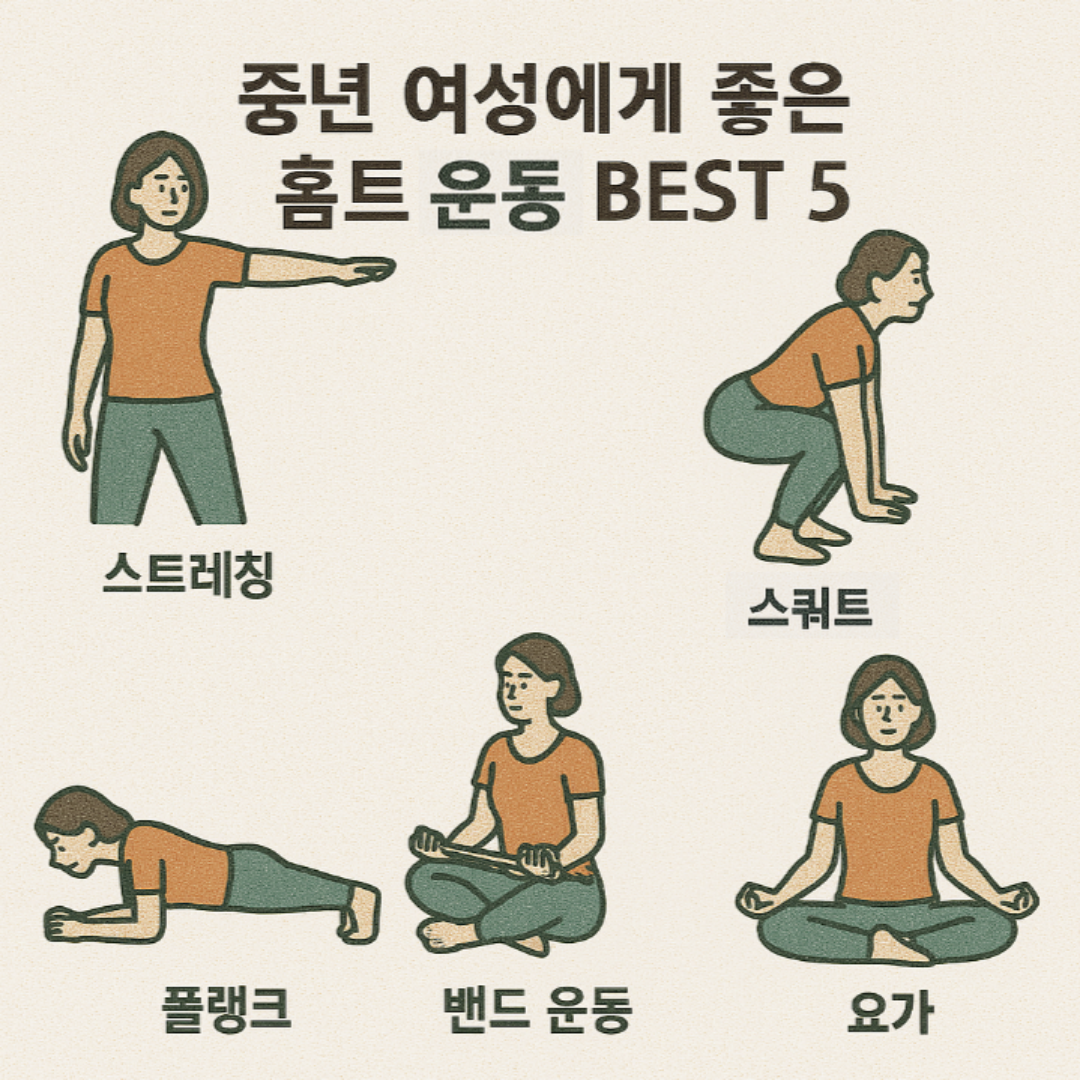 중년 여성에게 좋은 홈트 운동 BEST 5