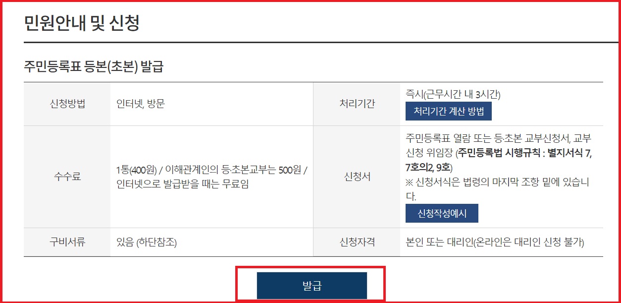 주민등록등본 인터넷 발급