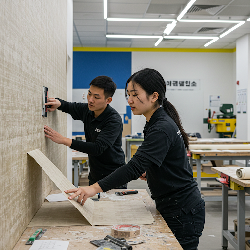 도배일을 배우는 사람들