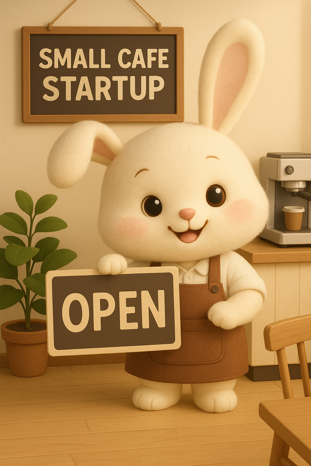 소자본으로 카페를 창업하는 토끼 캐릭터