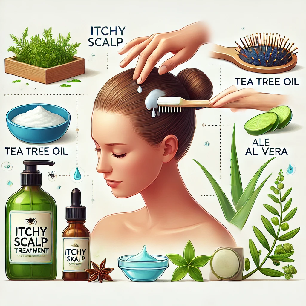 두피 가려움의 관리를 표현하는 사진