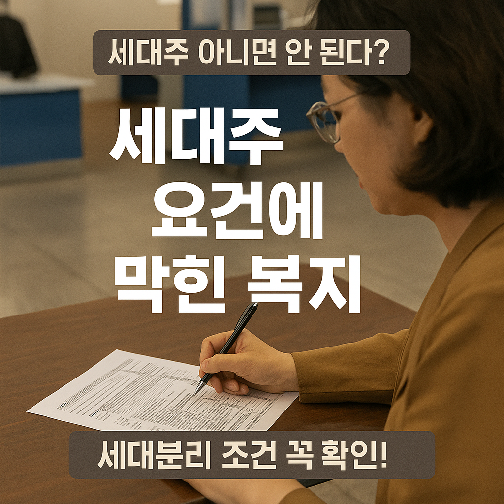 [5편] 복지 조건의 진실 시리즈 - 세대주가 아니라서 못 받는 복지들