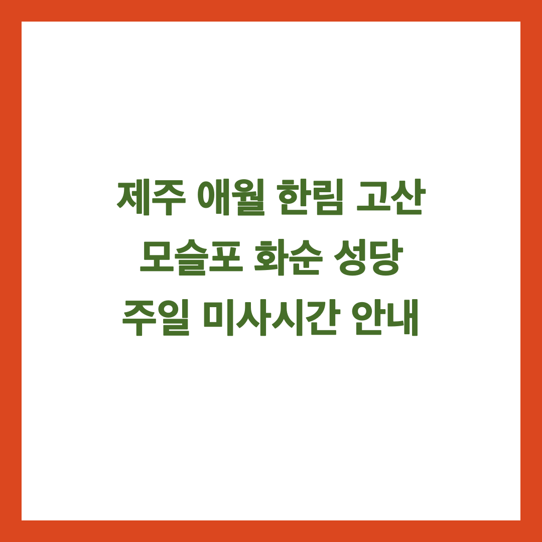 제주 애월 한림 고산 모슬포 화순 성당 주일 미사시간 안내