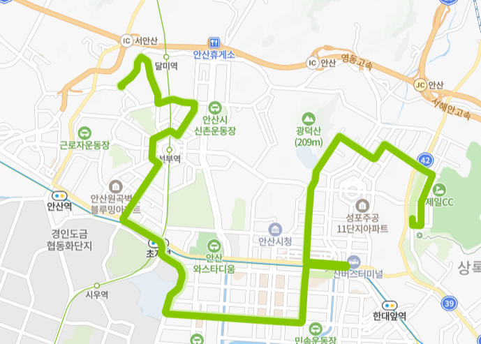 안산-77번-버스-노선-지도