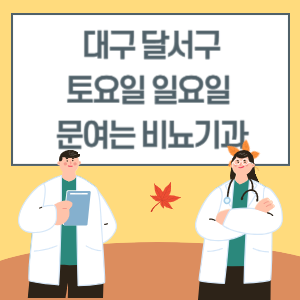 대구 달서구 토요일 일요일 비뇨기과 진료 문여는 병원 리스트