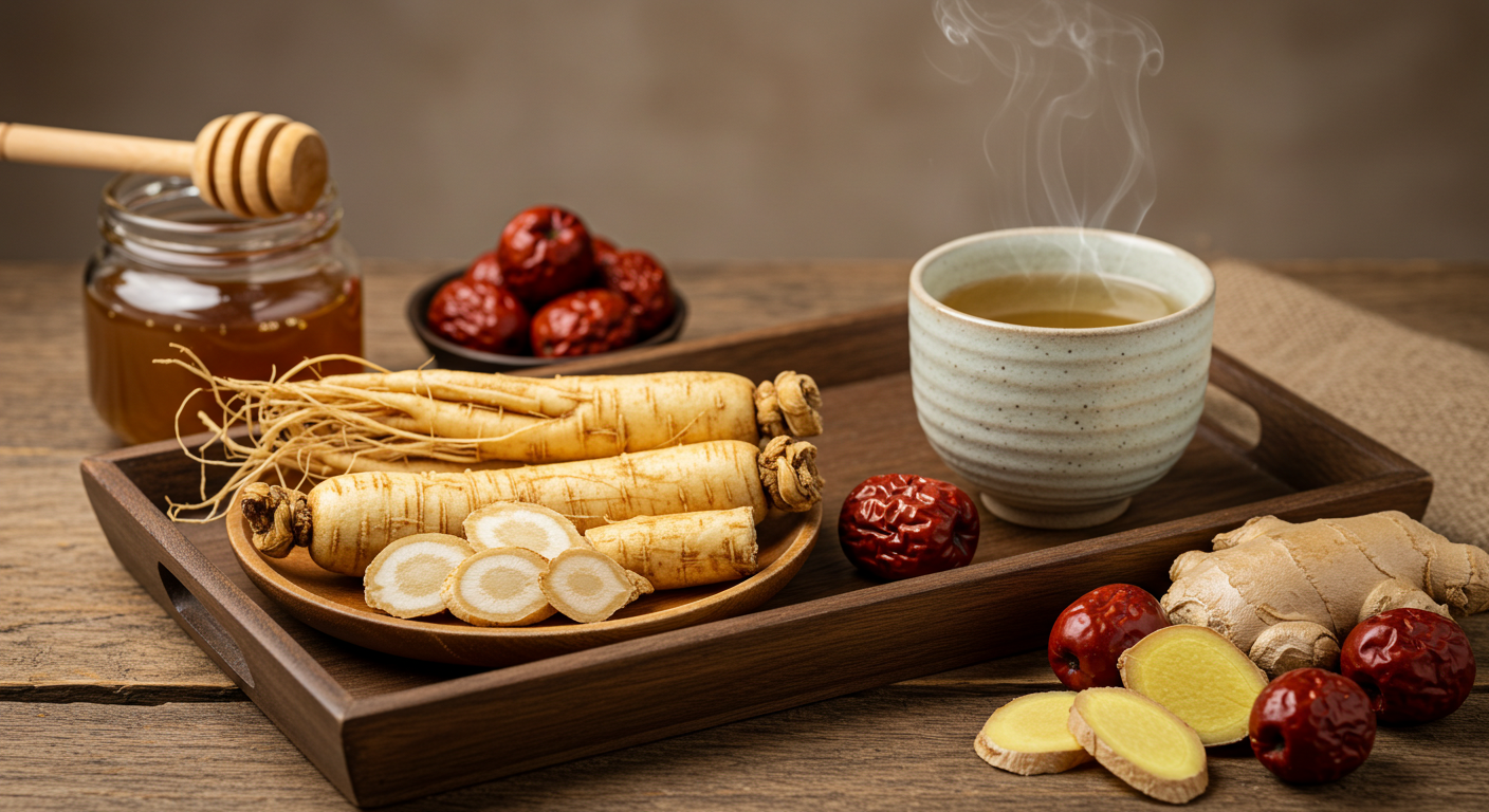 대표적인 기력 회복 약재인 인삼 사진