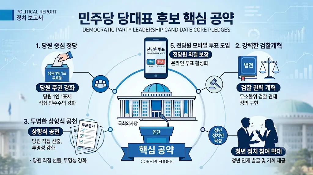 정청래 당대표 출마선언의 당원 1인1표와 검찰개혁 공약 이미지