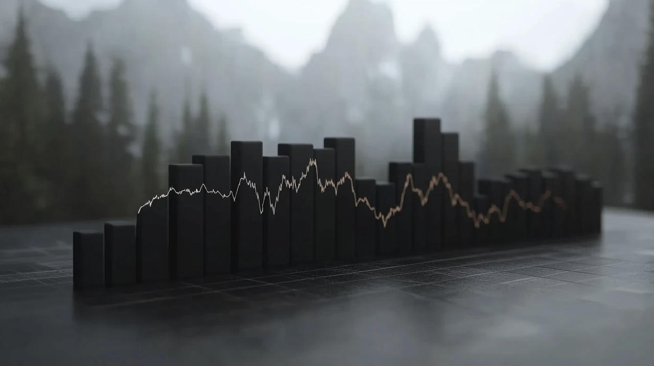 주식 시장의 변동성과 장기 투자에 미치는 영향을 보여주는 그래프, 현대적 금융 환경에서의 깊이 있는 구현