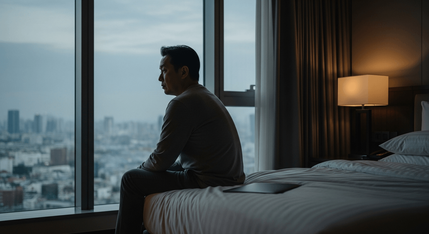 번아웃이 심하게 왔던 날 동남아 숙소 창가에서 멍하니 내려다본 빗속 골목