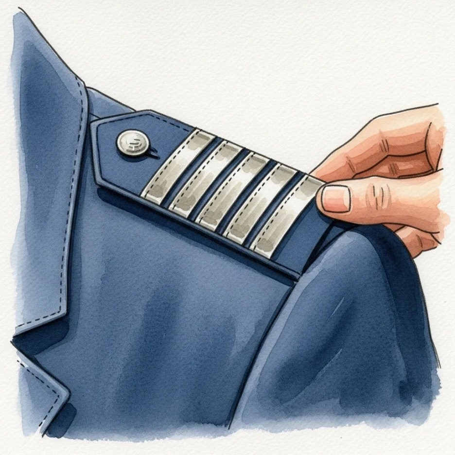 기장의 계급장을 착용하는 과정의 상징