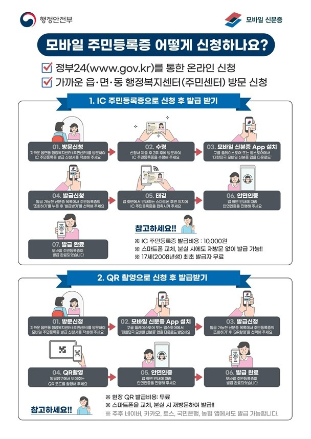 모바일 주민등록증 신청 방법