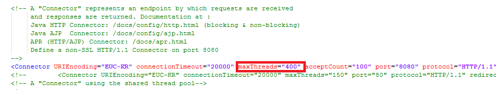 Apache Tomcat server.xml 파일에서 maxThreads 값을 최적화하는 방법
