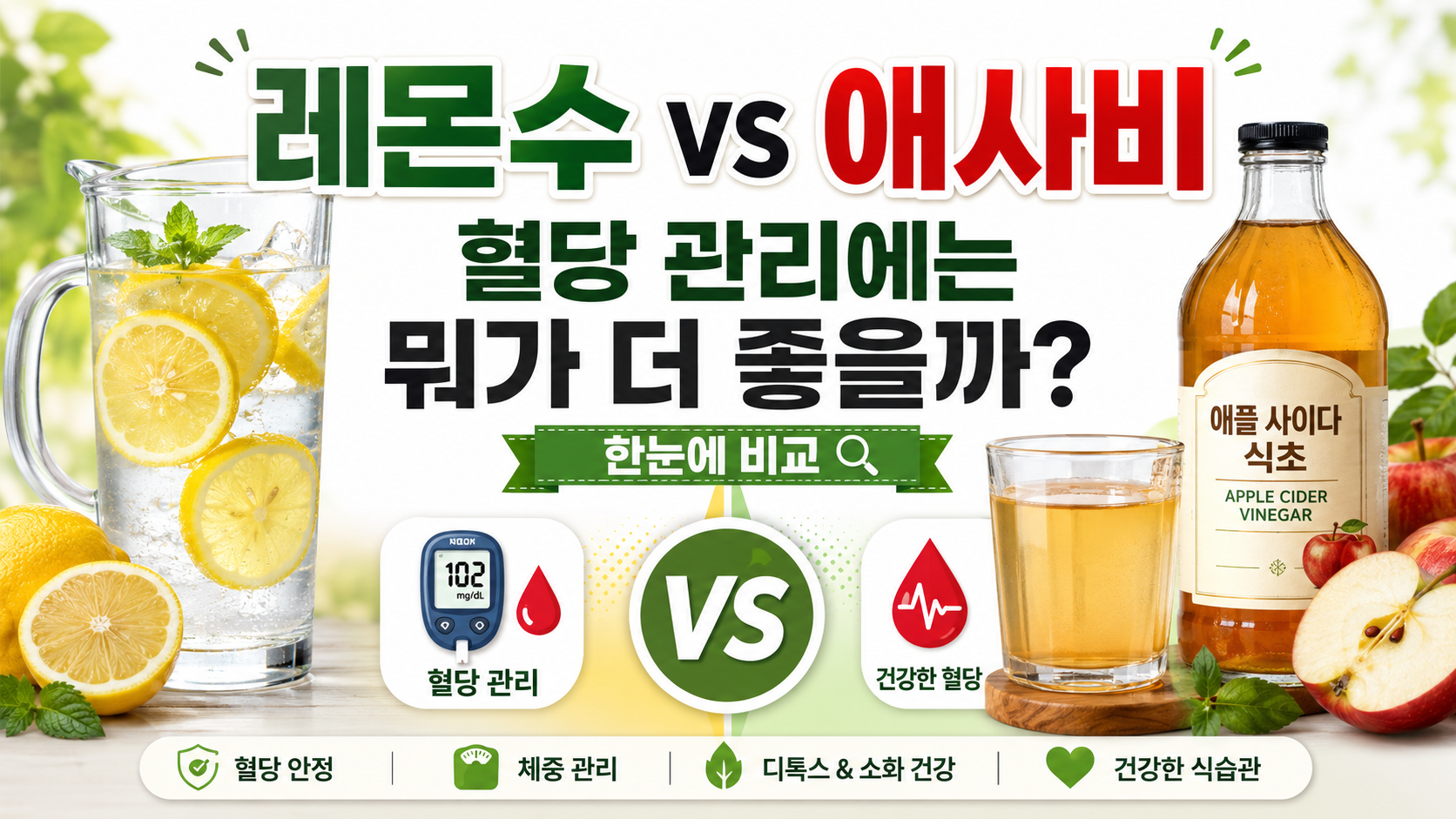레몬수 vs 애사비|혈당 관리에는 뭐가 더 나을까?