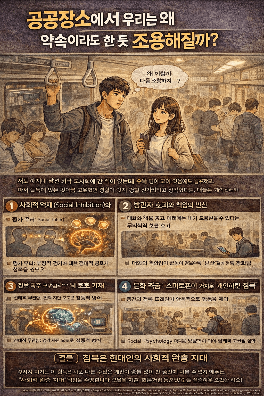 왜 공공장소에서는 자연스럽게 조용해질까 인간 본능의 심리학