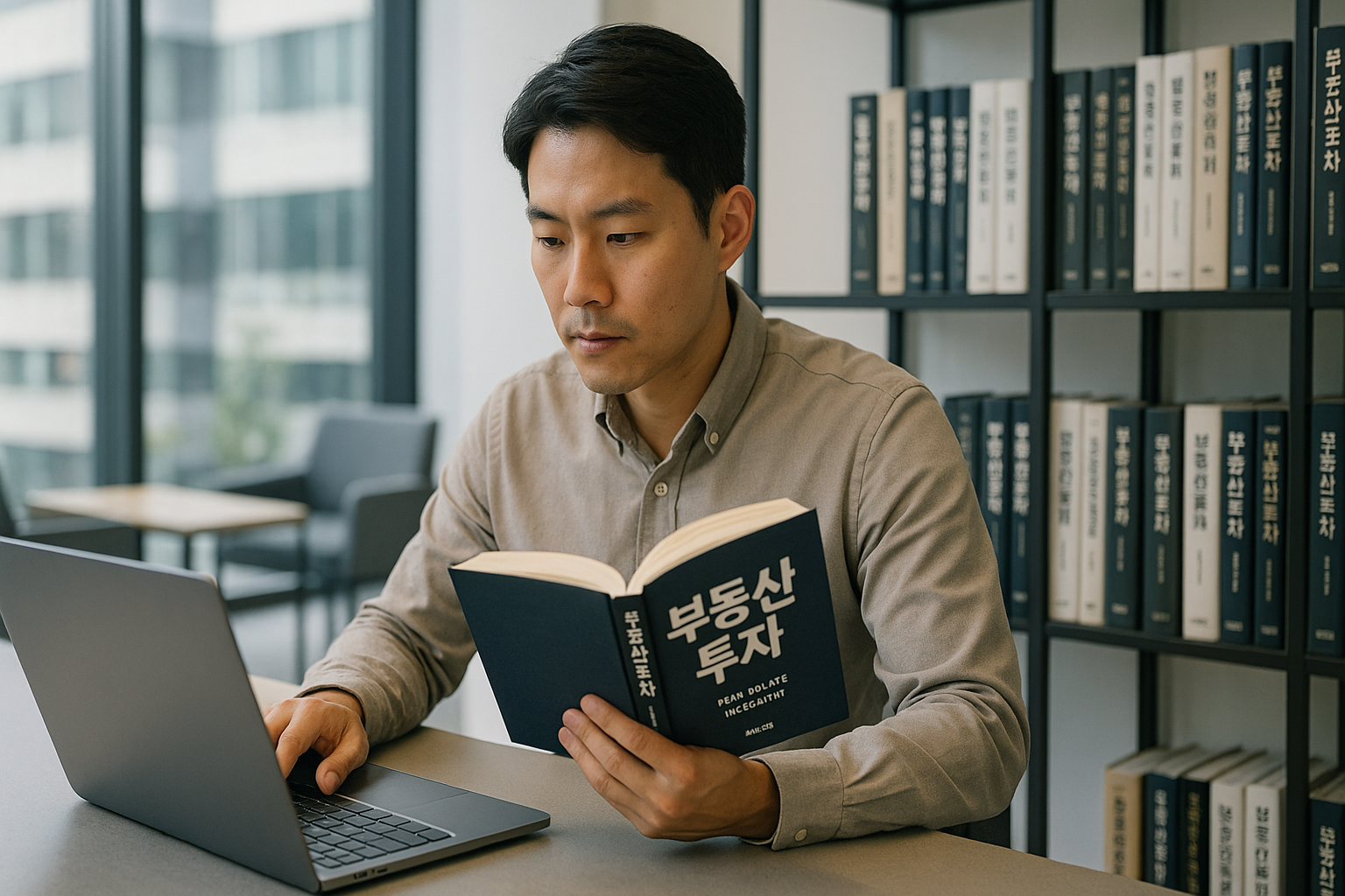 부동산 투자에 대해 공부하는 30대 남성