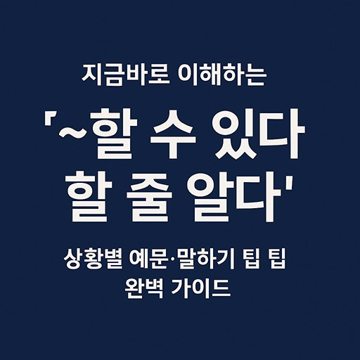 지금 바로 이해하는 ‘~할 수 있다/할 줄 알다’